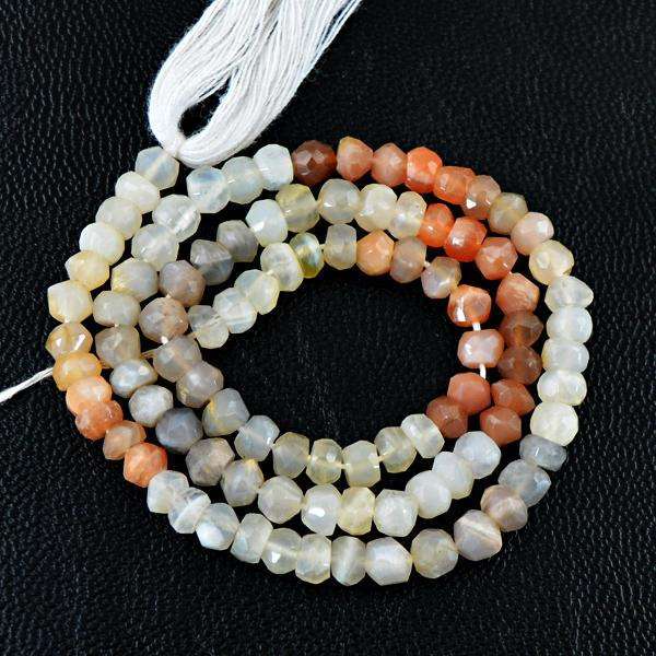 gemsmore:Amazing Faceted Multicolor Moonstone Drilled Beads Strand