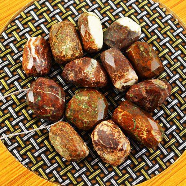 gemsmore:Amazing Faceted Picasso Jasper Drilled Beads Lot