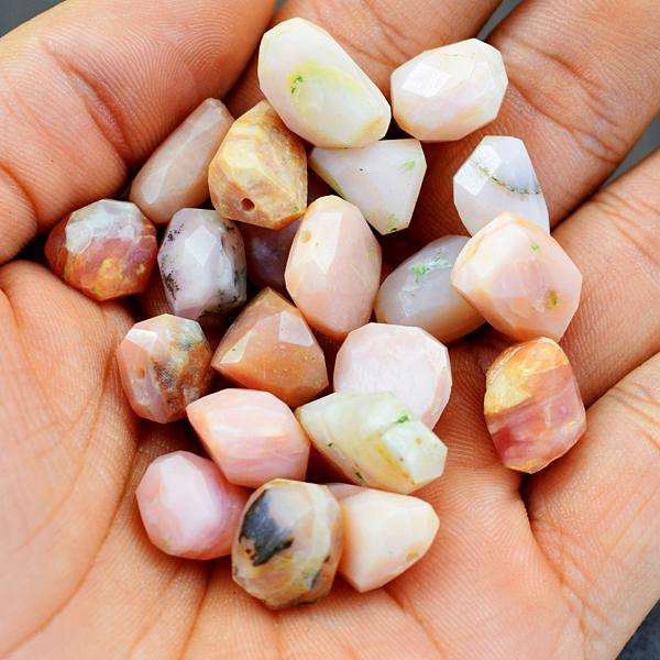 gemsmore:Amazing Faceted Pink Australian Opal Drilled Beads Lot