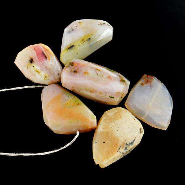 gemsmore:Amazing Faceted Pink Australian Opal Drilled Beads Lot