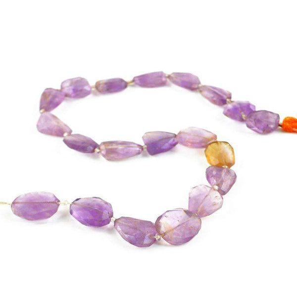 gemsmore:Amazing Faceted Purple Amethyst Drilled Beads Strand