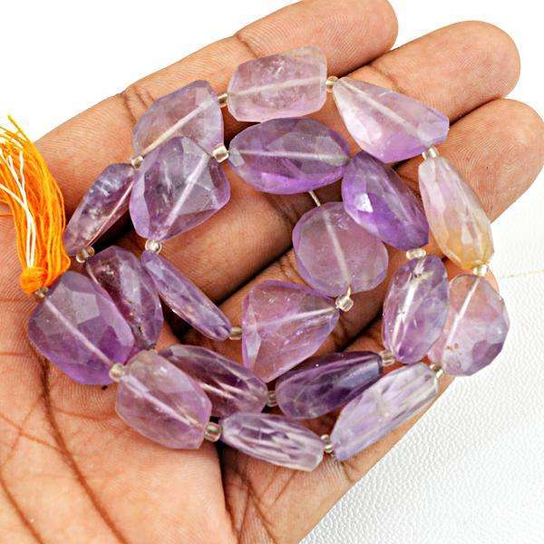 gemsmore:Amazing Faceted Purple Amethyst Drilled Beads Strand