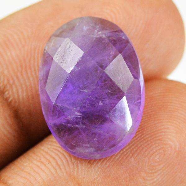 gemsmore:Amazing Faceted Purple Amethyst Oval Shape Loose Gemstone