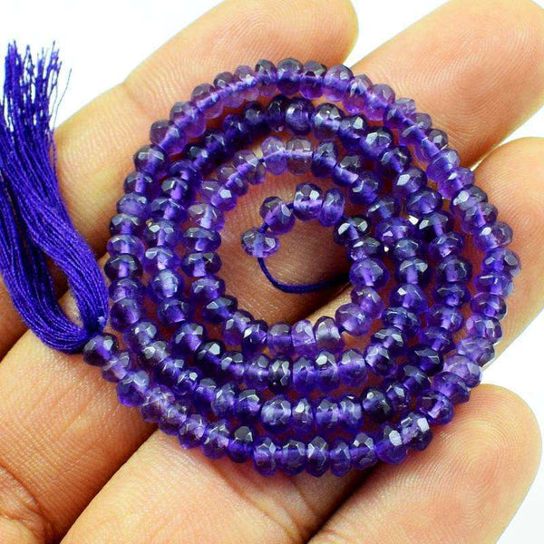 gemsmore:Amazing Faceted Purple Amethyst Round Shape Drilled Beads Strand