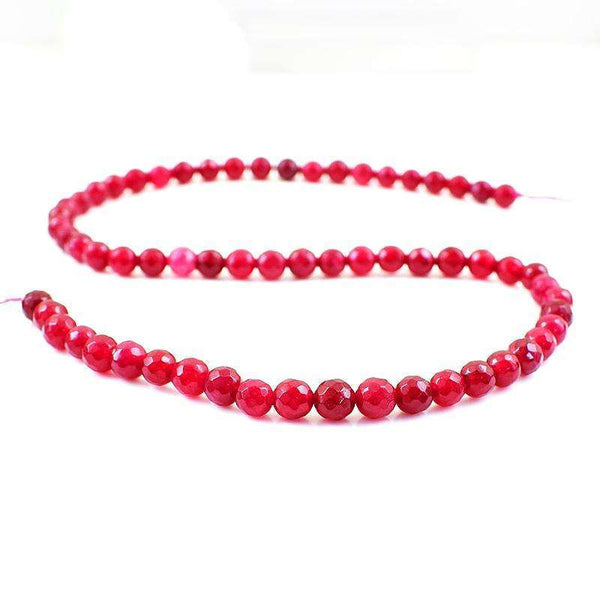 gemsmore:Amazing Faceted Red Onyx Round Shape Drilled Beads Strand