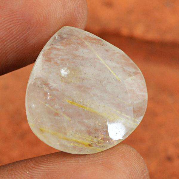 gemsmore:Amazing Faceted Rutile Quartz Pear Shape Loose Gemstone