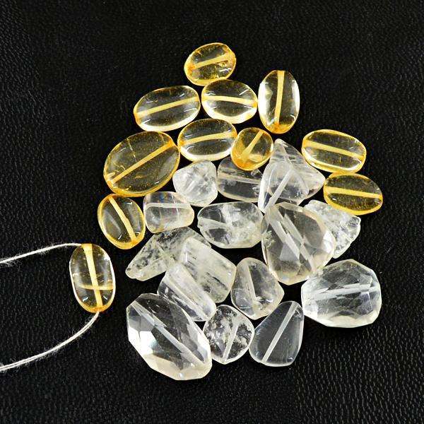 gemsmore:Amazing Faceted White Quartz & Yellow Citrine Drilled Beads Lot