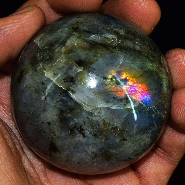 gemsmore:Amazing Flash Labradorite Carved Crystal Healing Sphere