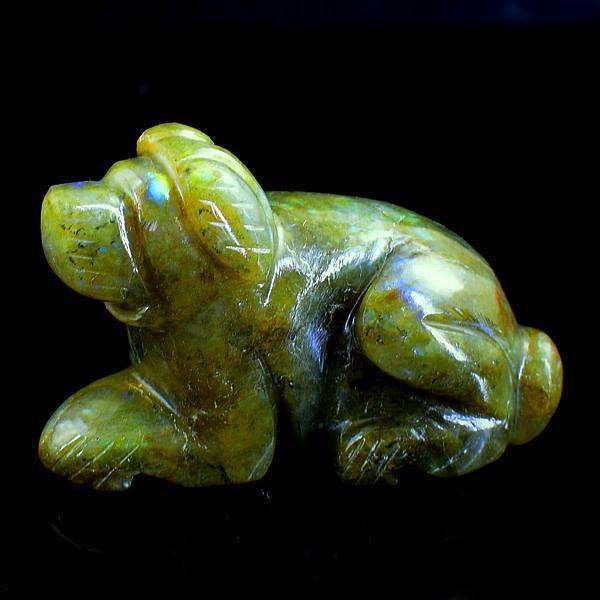 gemsmore:Amazing Flash Labradorite Carved Doggy