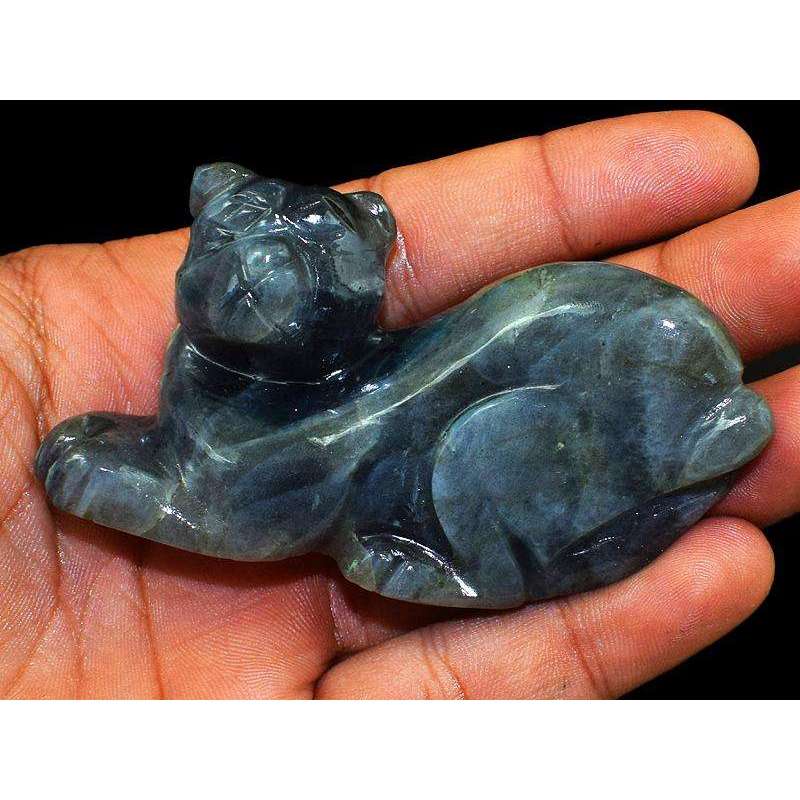 gemsmore:Amazing Flash Labradorite Hand Carved Cat Gemstone