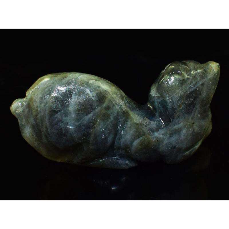 gemsmore:Amazing Flash Labradorite Hand Carved Cat Gemstone