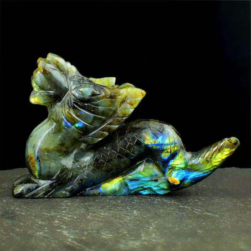 gemsmore:Amazing Flash Labradorite Hand Carved Dragon Gemstone