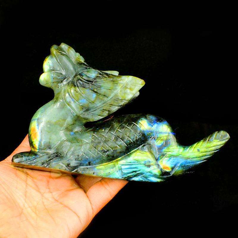 gemsmore:Amazing Flash Labradorite Hand Carved Dragon Gemstone