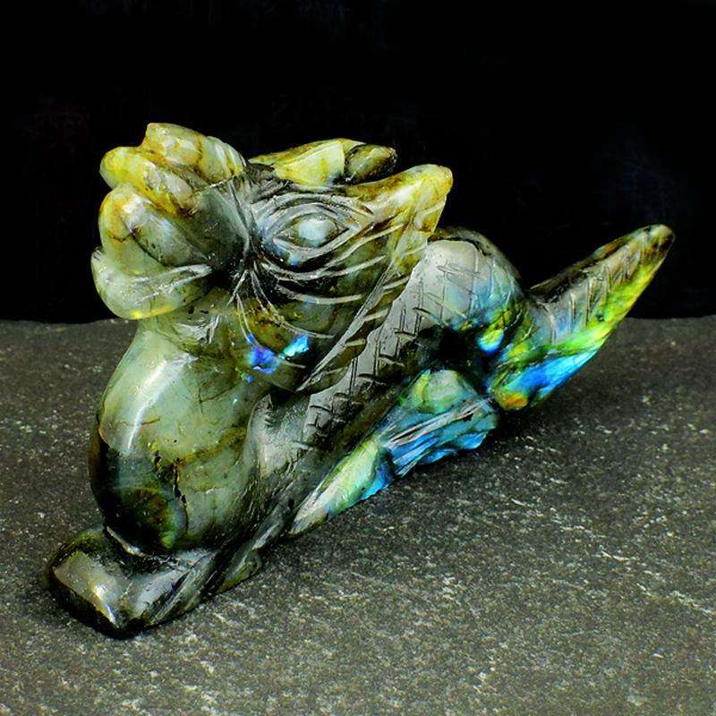 gemsmore:Amazing Flash Labradorite Hand Carved Dragon Gemstone