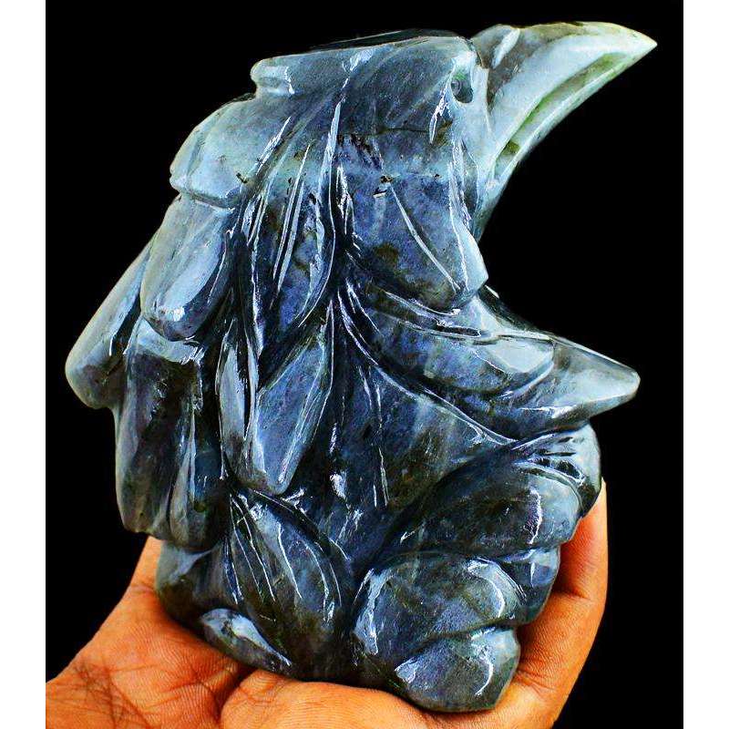 gemsmore:Amazing Flash Labradorite Hand Carved Eagle Head