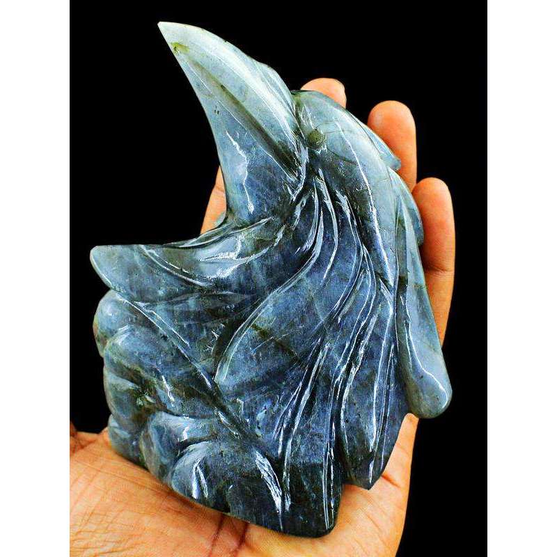 gemsmore:Amazing Flash Labradorite Hand Carved Eagle Head