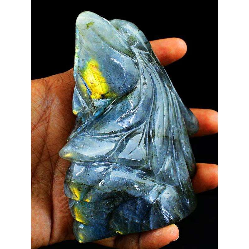 gemsmore:Amazing Flash Labradorite Hand Carved Eagle Head