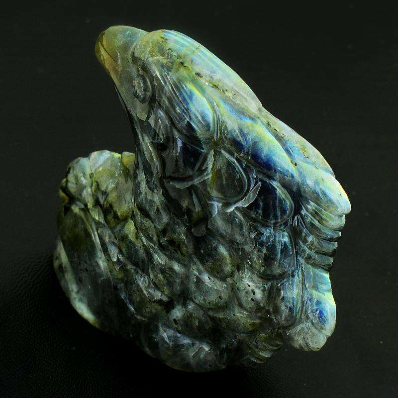 gemsmore:Amazing Flash Labradorite Hand Carved Eagle Head