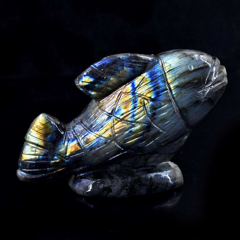 gemsmore:Amazing Flash Labradorite Hand Carved Fish