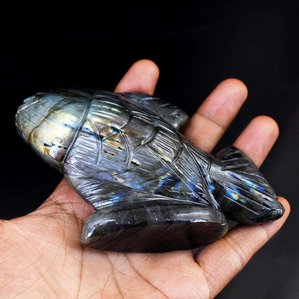 gemsmore:Amazing Flash Labradorite Hand Carved Fish