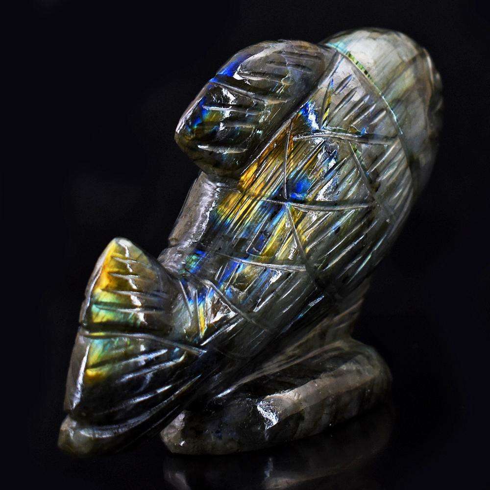 gemsmore:Amazing Flash Labradorite Hand Carved Fish