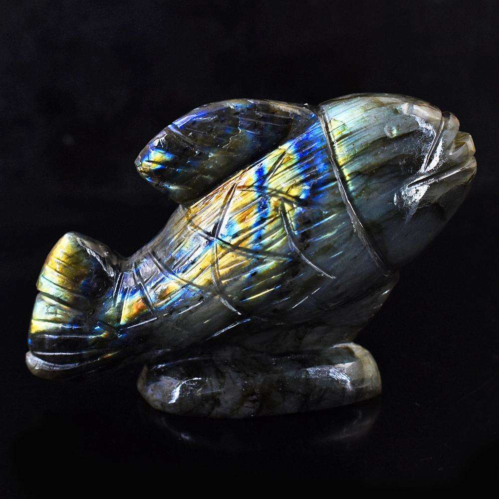 gemsmore:Amazing Flash Labradorite Hand Carved Fish