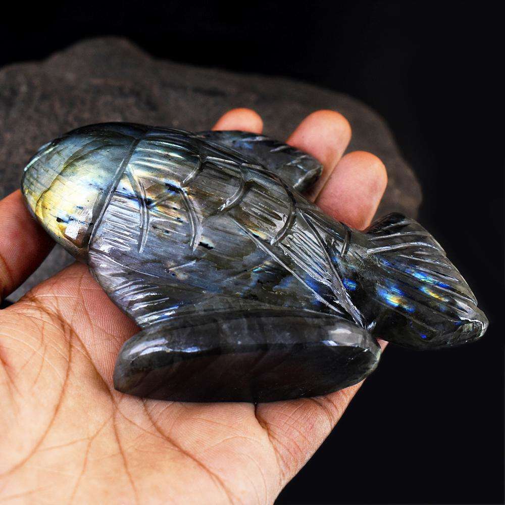 gemsmore:Amazing Flash Labradorite Hand Carved Fish