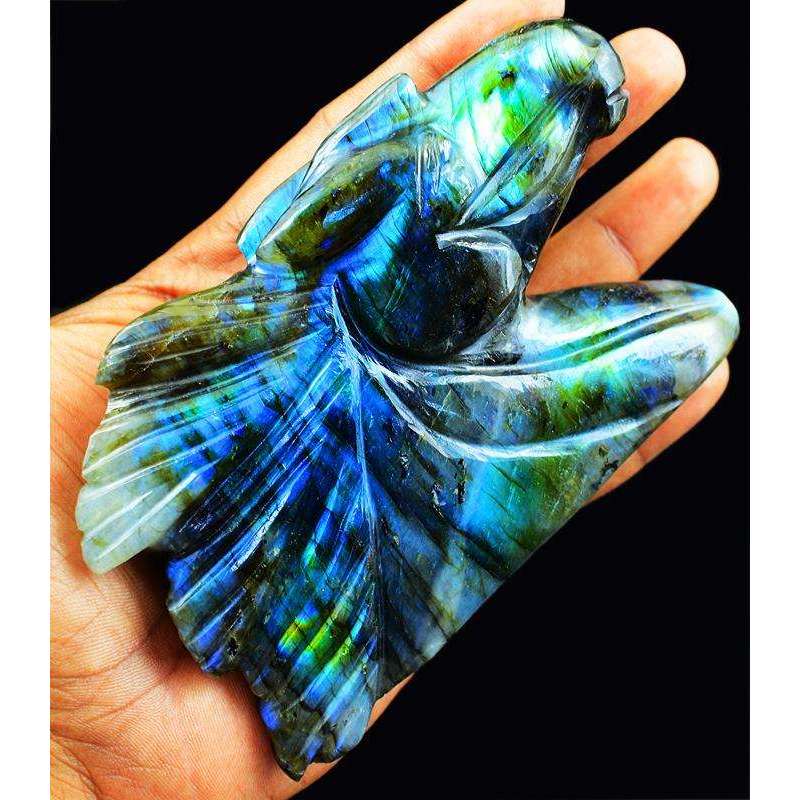 gemsmore:Amazing Flash Labradorite Hand Carved Gemstone Horse Burst