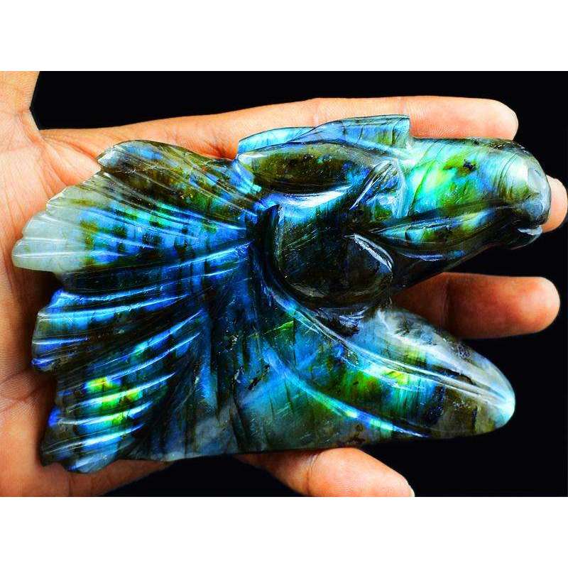 gemsmore:Amazing Flash Labradorite Hand Carved Gemstone Horse Burst