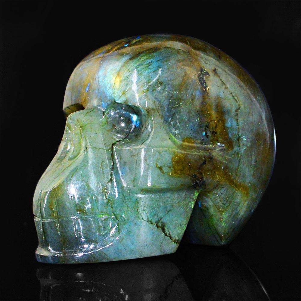 gemsmore:Amazing Flash Labradorite Hand Carved Gemstone Skull