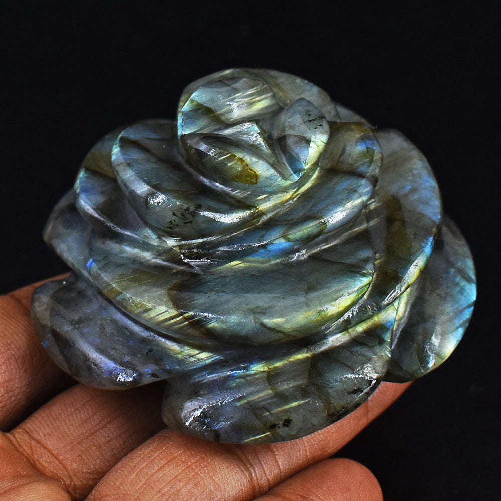 gemsmore:Amazing Flash Labradorite Hand Carved Rose