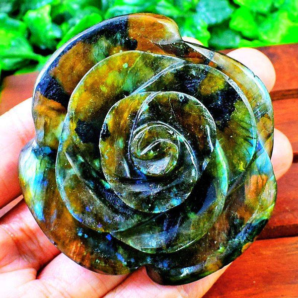 gemsmore:Amazing Flash Labradorite Hand Carved Rose