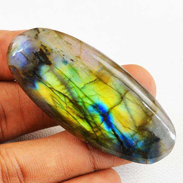 gemsmore:Amazing Flash Labradorite Oval Shape Untreated Loose Gemstone