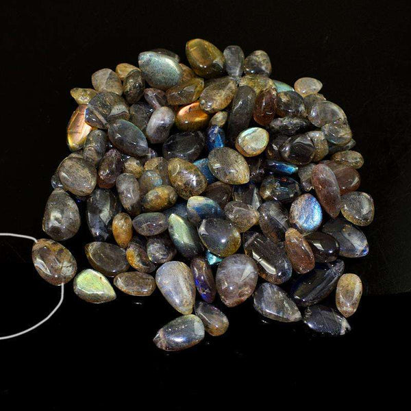 gemsmore:Amazing Flash Labradorite Pear Shape Drilled Beads Lot