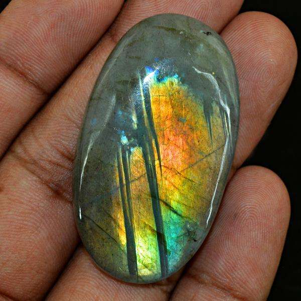 gemsmore:Amazing Flash Oval Shape Labradorite Untreated Loose Gemstone