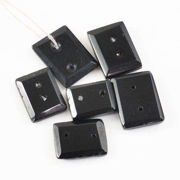 gemsmore:Amazing Genuine Black Spinel Drilled Button Lot