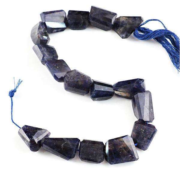 gemsmore:Amazing Genuine Blue Iolite Faceted Drilled Beads Strand