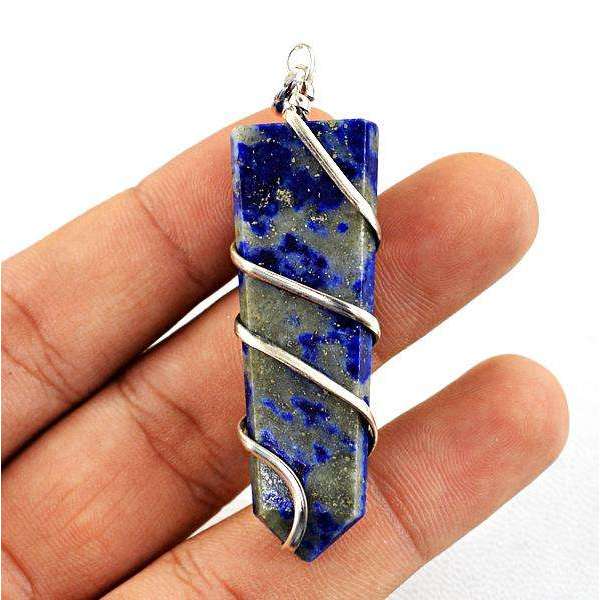gemsmore:Amazing Genuine Blue Lapis Lazuli Healing Wand Pendant