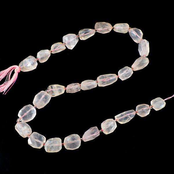 gemsmore:Amazing Genuine Faceted Pink Rose Quartz Drilled Beads Strand