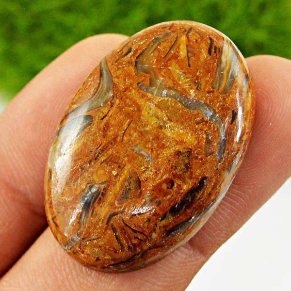 gemsmore:Amazing Genuine Golden Art Jasper Oval Shape Untreated Loose Gemstone