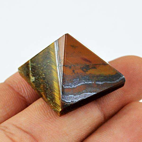 gemsmore:Amazing Genuine Golden Tiger Eye Healing Pyramid