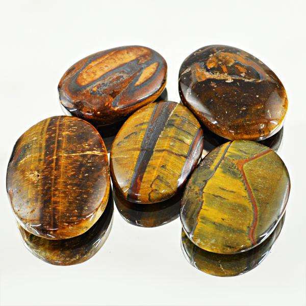 gemsmore:Amazing Genuine Golden Tiger Eye Oval Shape Loose Gemstone Lot