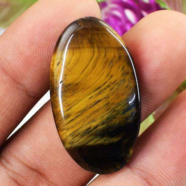 gemsmore:Amazing Genuine Golden Tiger Eye Oval Shape Loose Gemstone