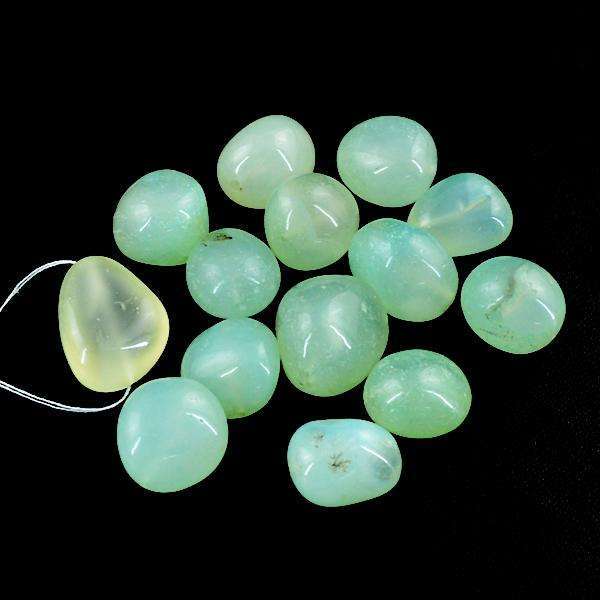 gemsmore:Amazing Genuine Green Chalcedony Drilled Beads Lot