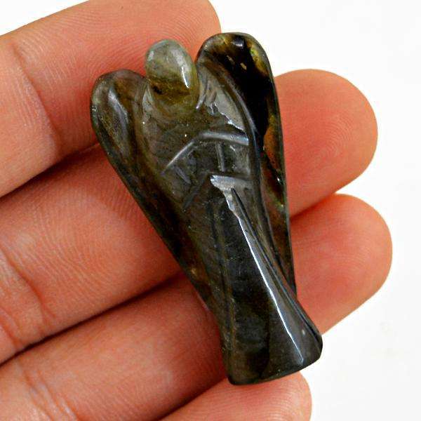 gemsmore:Amazing Genuine Labradorite Carved Healing Angel Gemstone