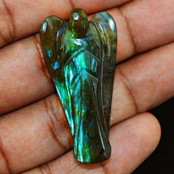 gemsmore:Amazing Genuine Labradorite Carved Healing Angel Gemstone