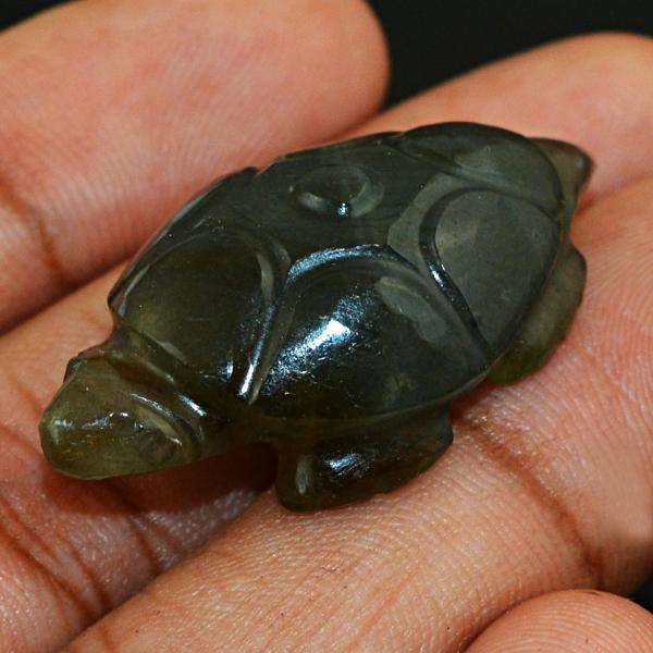 gemsmore:Amazing Genuine Labradorite Hand Carved Turtle.