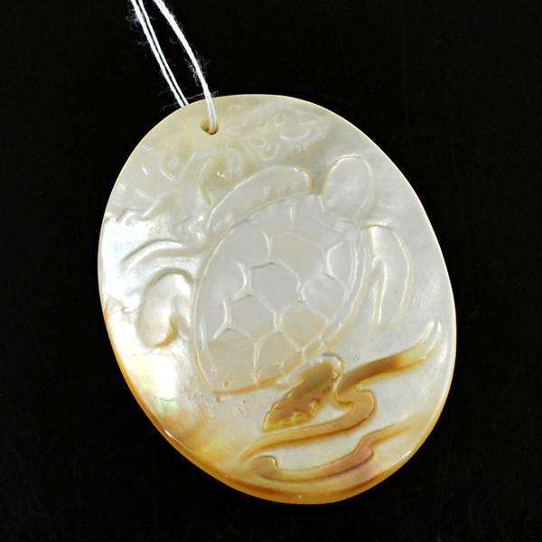 gemsmore:Amazing Genuine Mother Pearl Carved Loose Drilled Gemstone