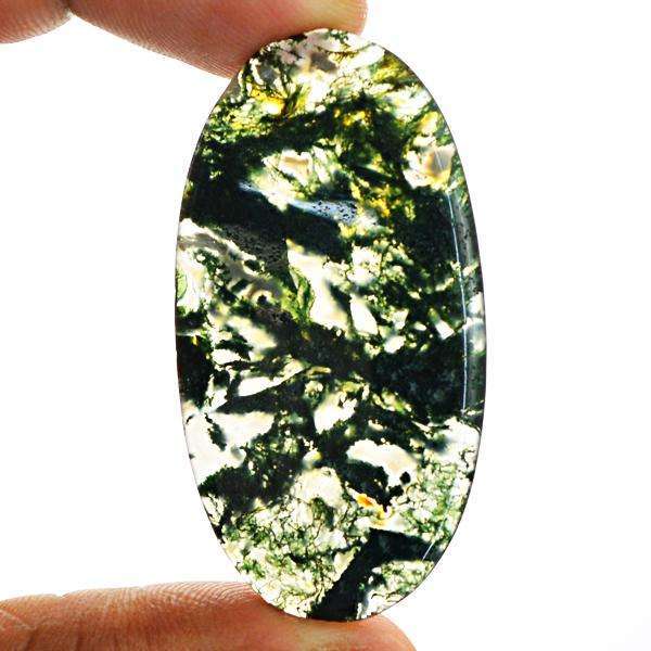 gemsmore:Amazing Genuine Oval Shape Green Moss Agate Untreated Loose Gemstone