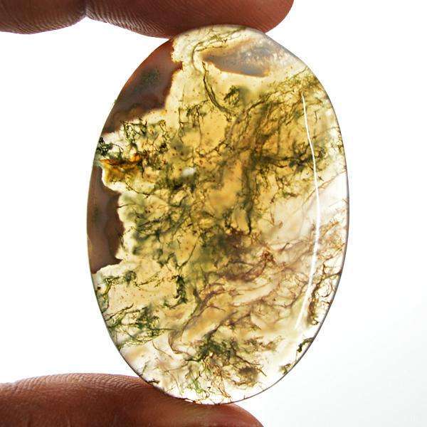 gemsmore:Amazing Genuine Oval Shape Green Moss Agate Untreated Loose Gemstone